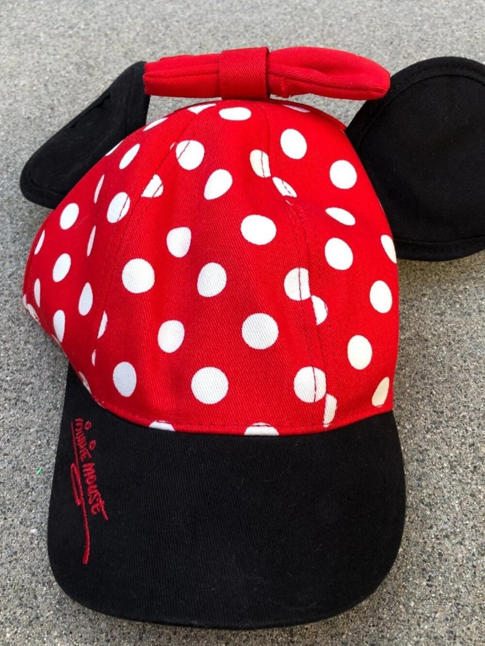 DISNEY PARKS Minnie Mouse Ears Hat Youth Girls Baseball Cap Polka Dot Adjustable